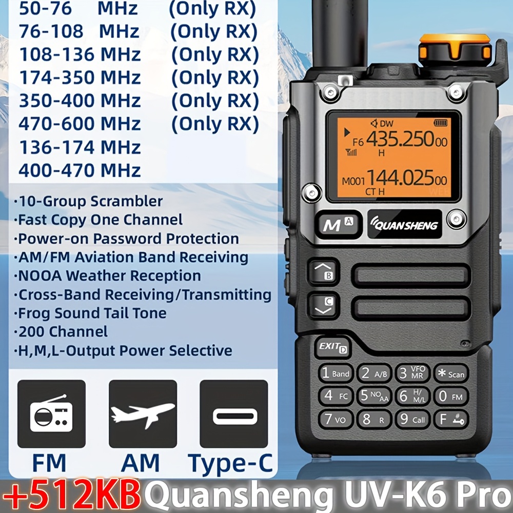   pro walkie talkie portable am fm two way radio commutator station amateur ham wireless set long range receiver   weather reception 10 groups of voice encryption scrambling air band dtmf fm     wireless frequency copy 0