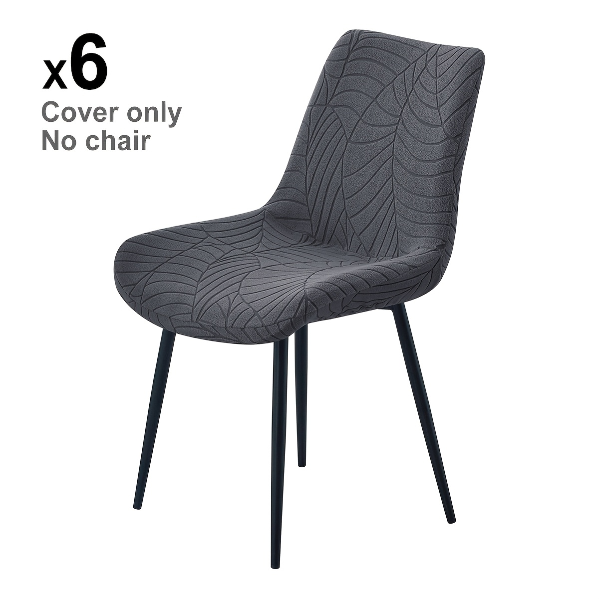 TEMU 4/6pcs Of Leaf-patterned Plush Chair Covers With A Curved Design, Stretchy And Fitting For Protecting Curved Dining Chairs