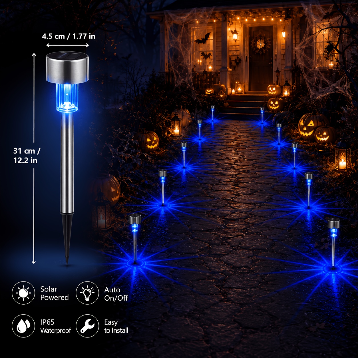 TEMU 10pcs Solar Led Garden Pile Lamp Ip67 Waterproof And , Suitable For Garden, Courtyard, Patio, Outdoor And Landscape Lighting Suitable For