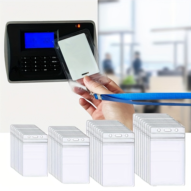 

6pcs/12pcs, Of Vertical Transparent Pvc Label Id Card Holder, Suitable For Office, Business And , Easy To Display Certificates, Employee Information, Etc