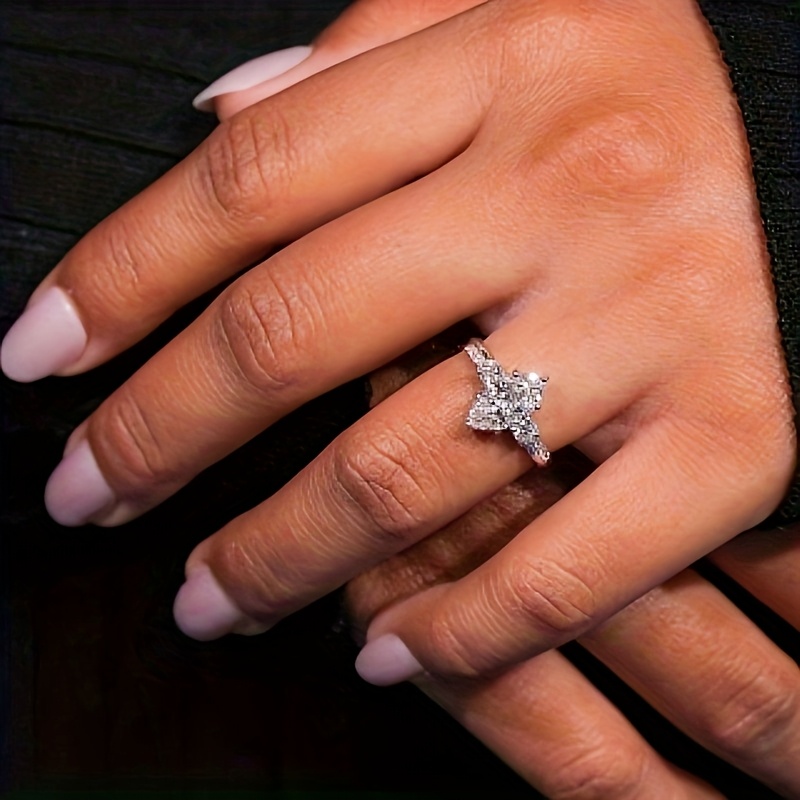 Women's 925 Sterling Silver Marquise Cut Cubic Zirconia Ring