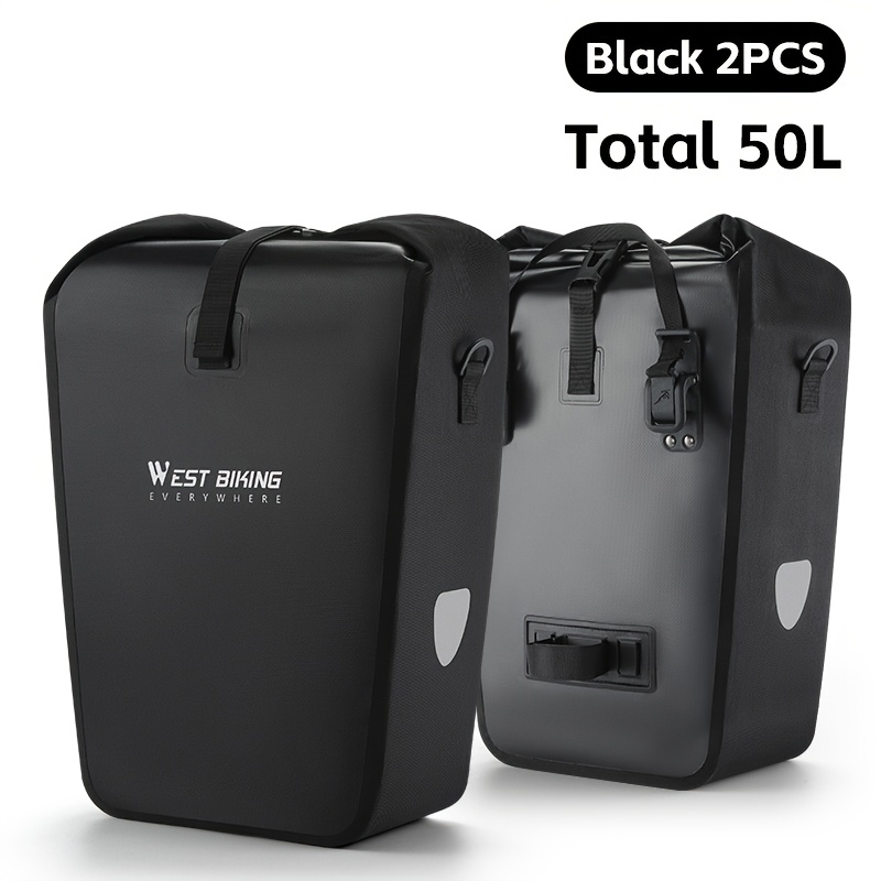 Image of West Biking 2pcs Bicycle Bag 25l Large Capacity Trunk Pannier Long Travel Mtb Bike Rear Seat Rack Bag Cycling Additions