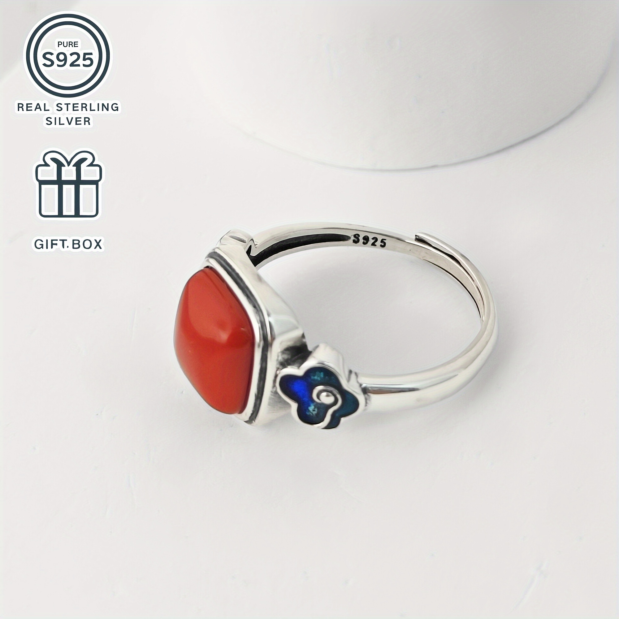 

Bague Élégante en Argent S925 avec Agate - Parfaite pour , les Vacances & les Fêtes | Cadeau Idéal pour les Vacances, Casual, Fête à Thème, Bijoux