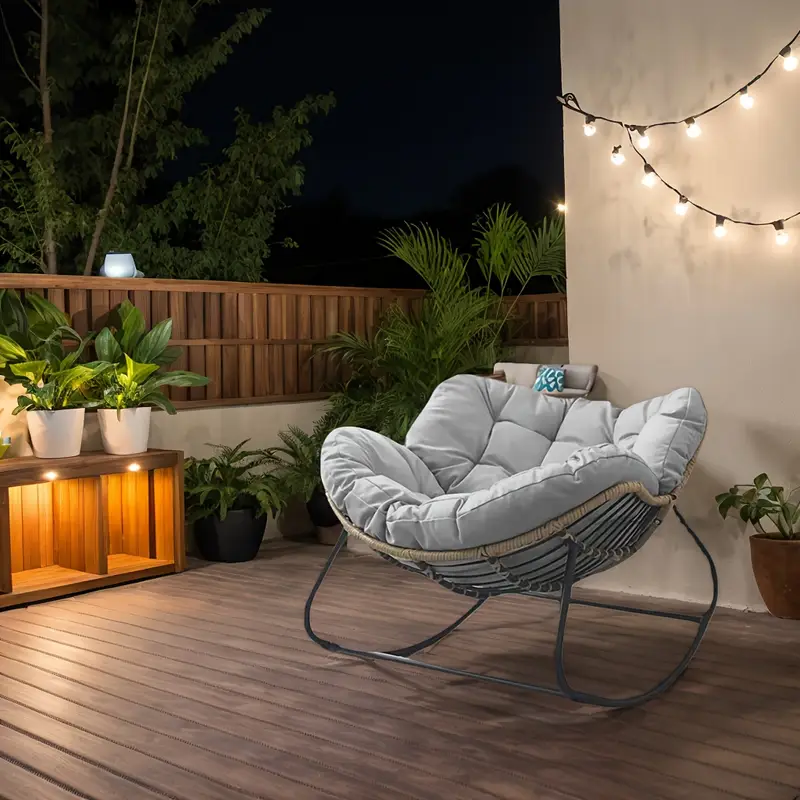 shaking chair lazy person rattan sofa living room balcony household leisure recliner rocking chair details 1