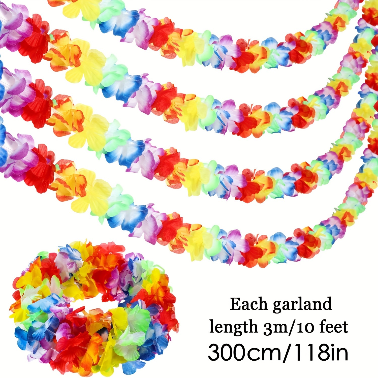 1pc 10 Ft Flower Lei Garland Hawaiian Floral Border Luau Party Flower ...