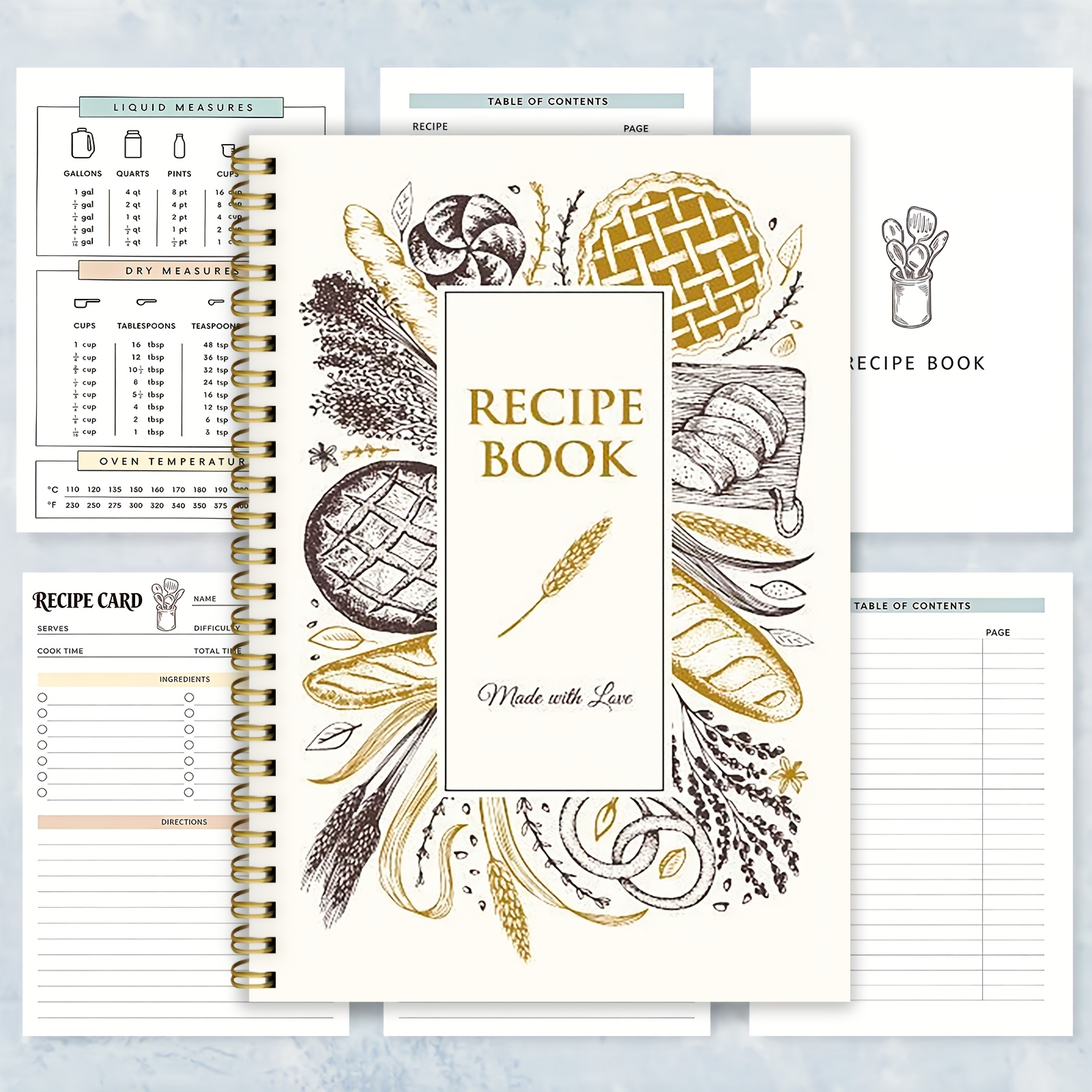 TEMU 2d Flat 1pc Fun Recipe Spiral Notebook With Care A Collection Of Artisanal Recipes For Occasion Healthy Recipe Planning Gift Family Recipe