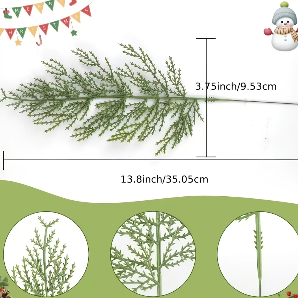 TEMU 28pcs Christmas Decorative Flowers With Artificial Pine Branches - Inches (about 34.9 Cm) Realistic Branches - Perfect For Wreaths, Christmas