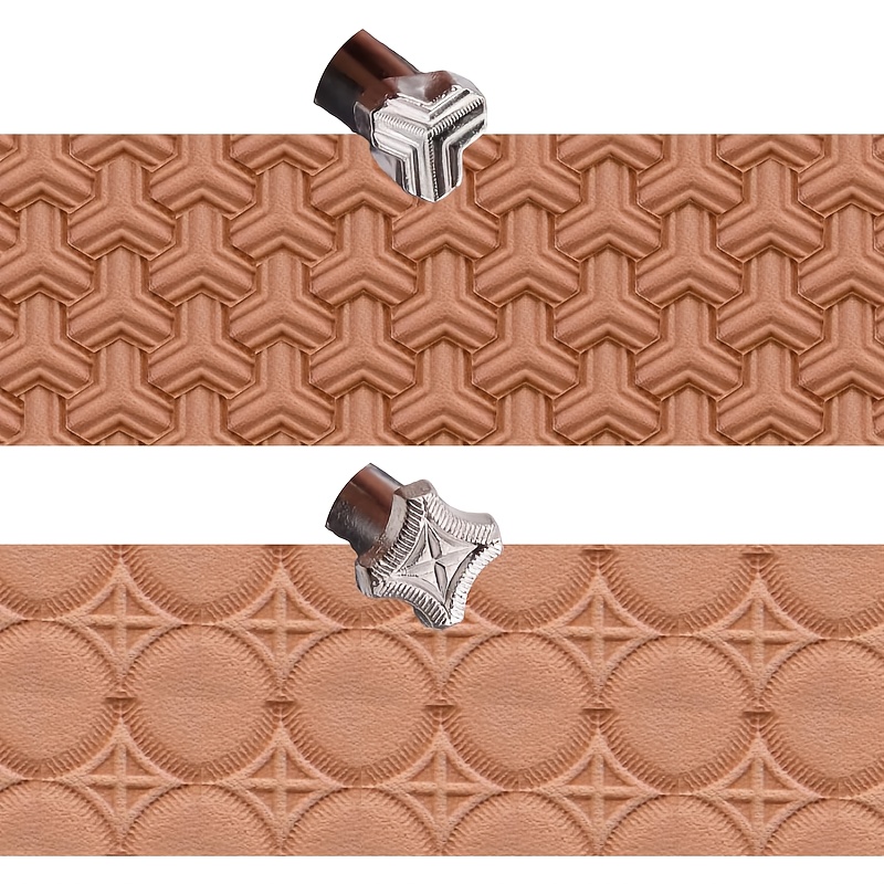 TEMU 2pcs Professional Leather Stamping Tools - Alloy With Ergonomic Handle And Star Pattern Embossing, Crafting, Jewelry Making, Leather , Crafting