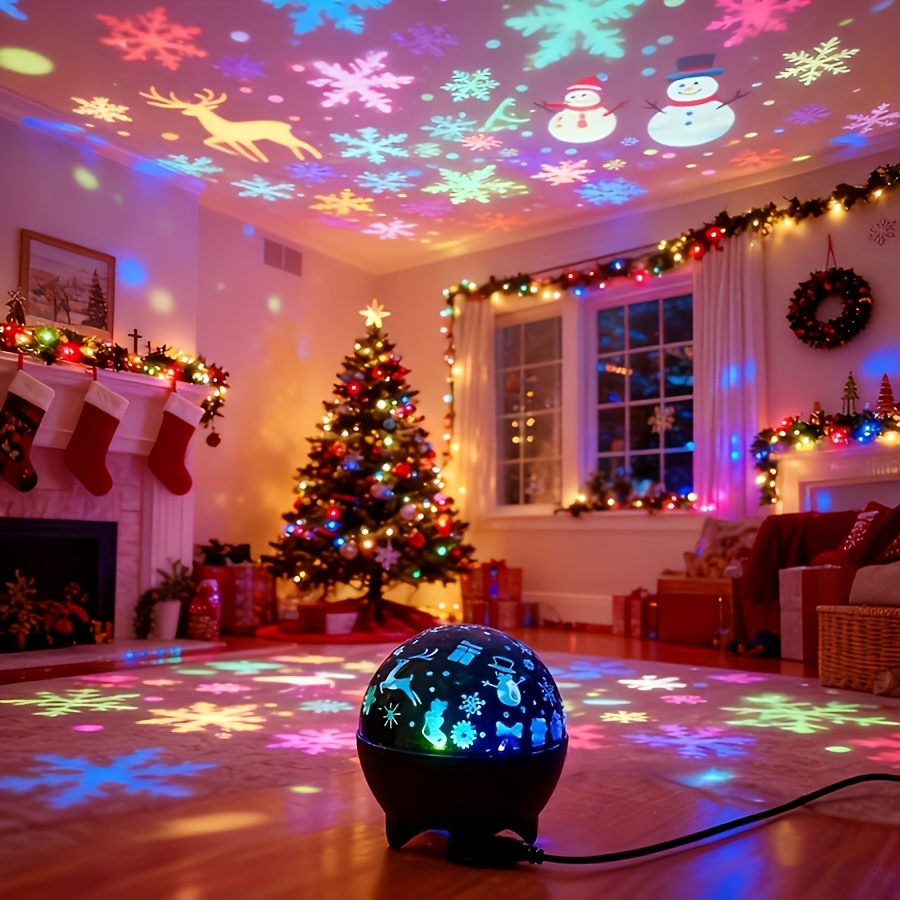 TEMU Colorful Fantasy Halloween Pumpkin And Christmas Deer Projection Light Usb Powered 7-color Changing Indoor Room Ambient Decor Lamp For Birthday