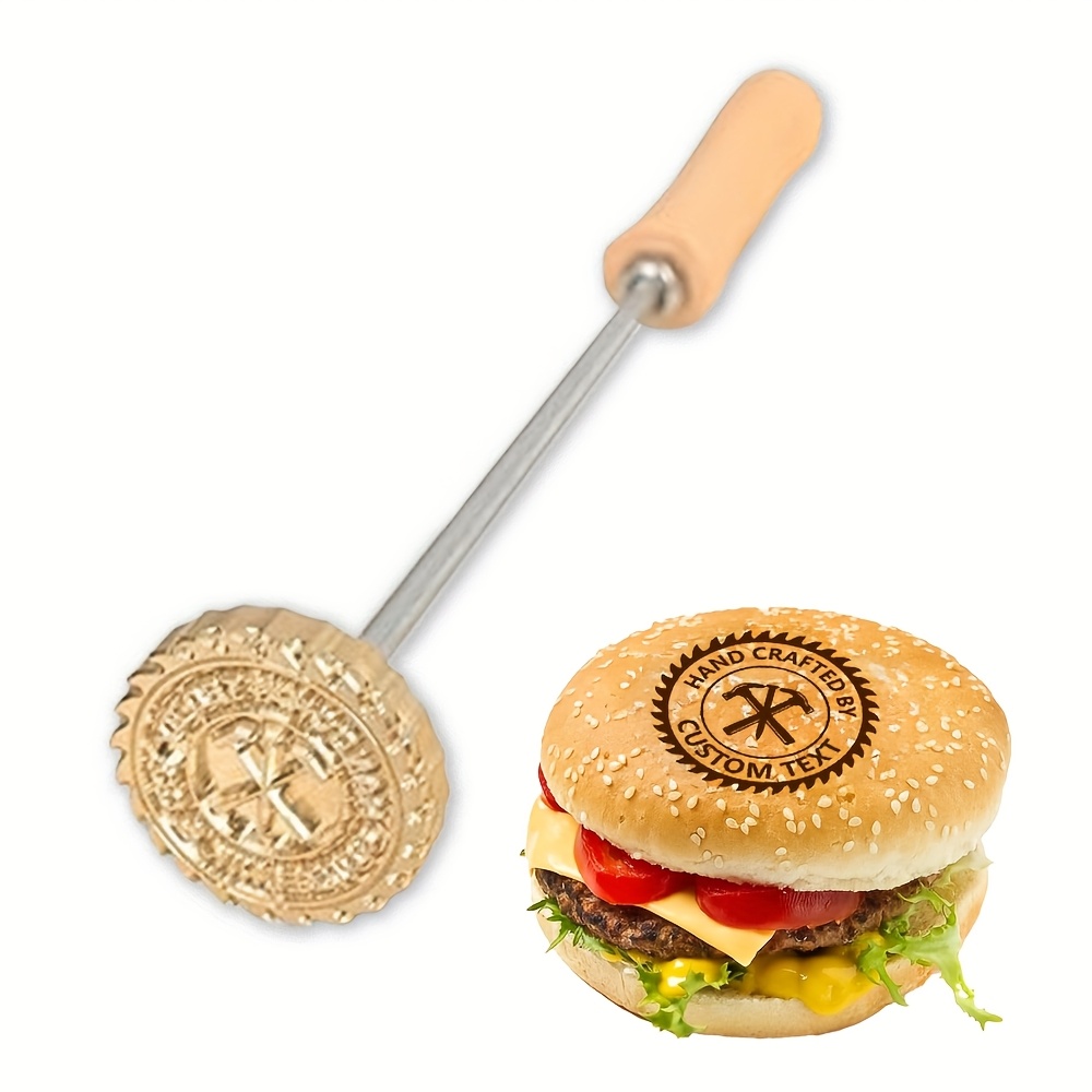 TEMU 1pc Personalized Brass Stamp - Heavy-duty Baking & Cooking Press With Custom Text (e.g. Restaurant Name, Wedding Dates) - For , Cakes, Steaks,