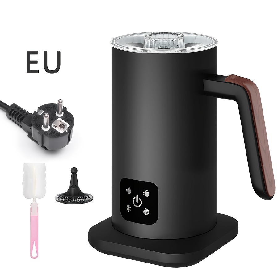 1pc Automatic 4-in-1 Electric Milk Frother - Stainless Steel, 220V-240V, European Standard Plug, Perfect for Cappuccino &amp; Latte, Hot &amp; Cold Frothing, Heating Milk, Heating Chocolate Milk, Beverage Frother | Modern Kitchen Appliance | Durable Kitchenware