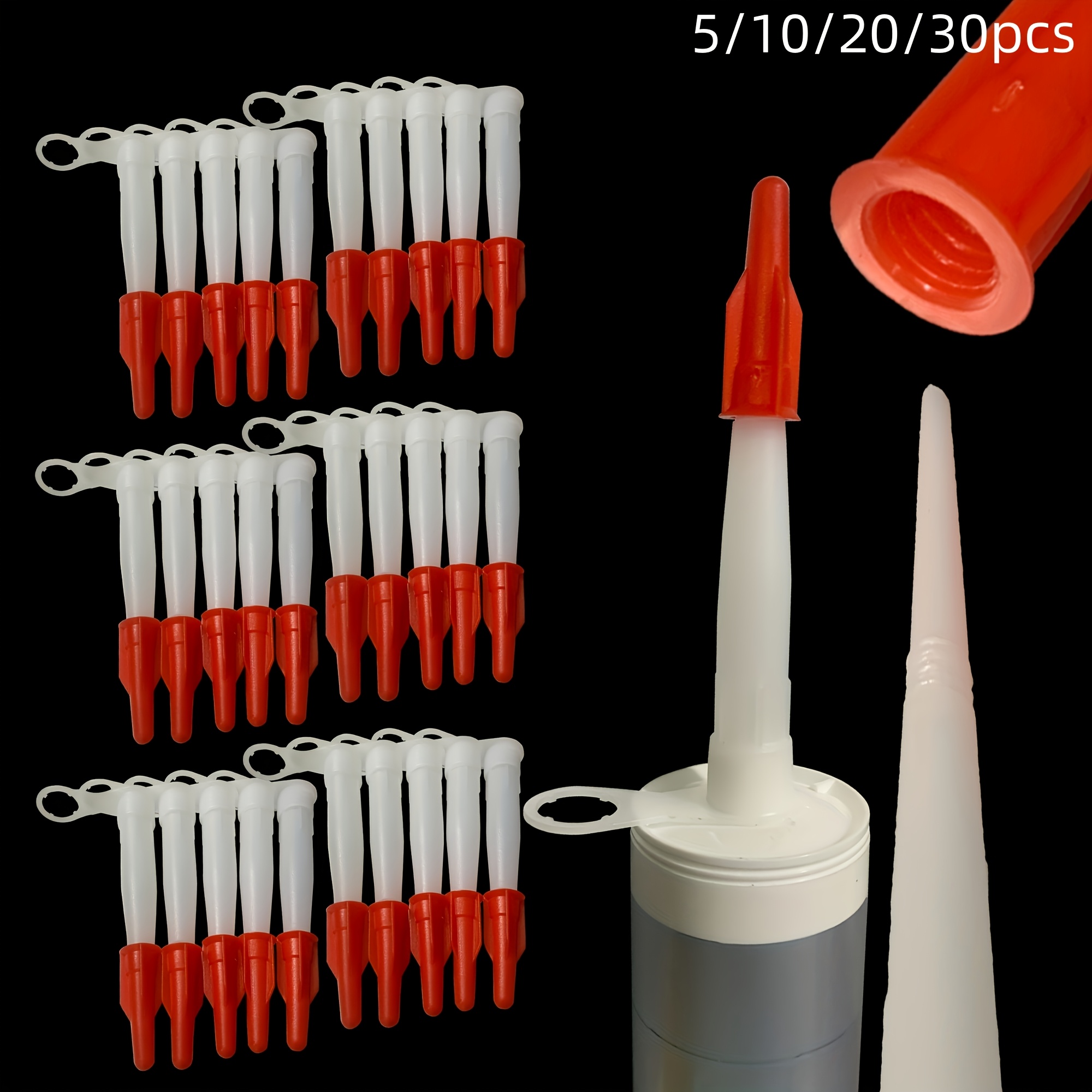 pe material spare nozzle cap re sealable mastic cartridge spare red nozzles screw cover for caulking     home decor   dispenser accessories   dispenser accessories