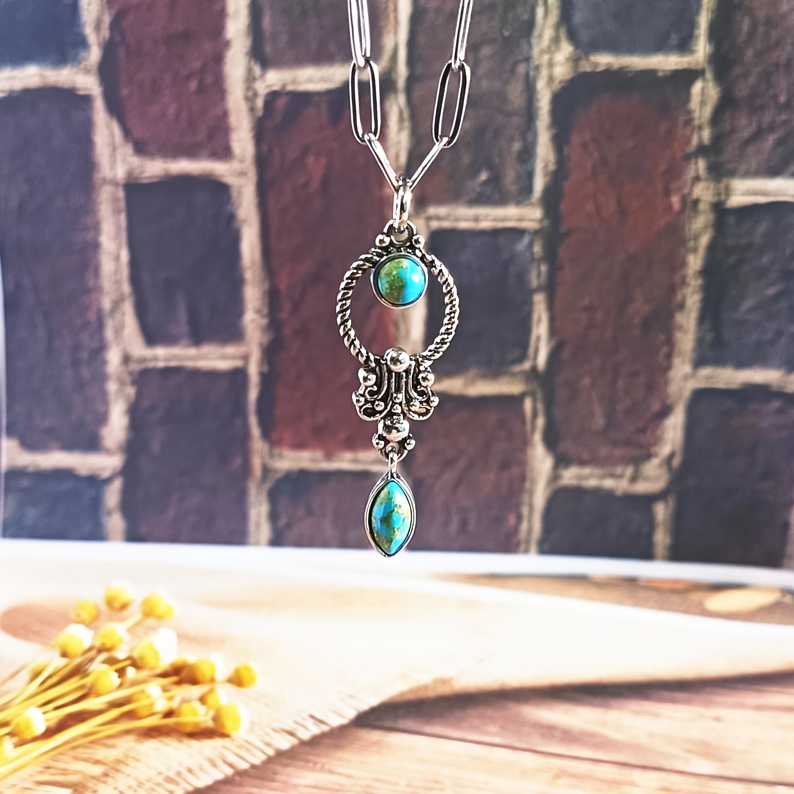 TEMU 1pc Oval Blue Synthetic Fashionable Trendy Classic Small 's Pendant - Holiday Gift For Boyfriend - Thanksgiving Gift For Family, Versatile