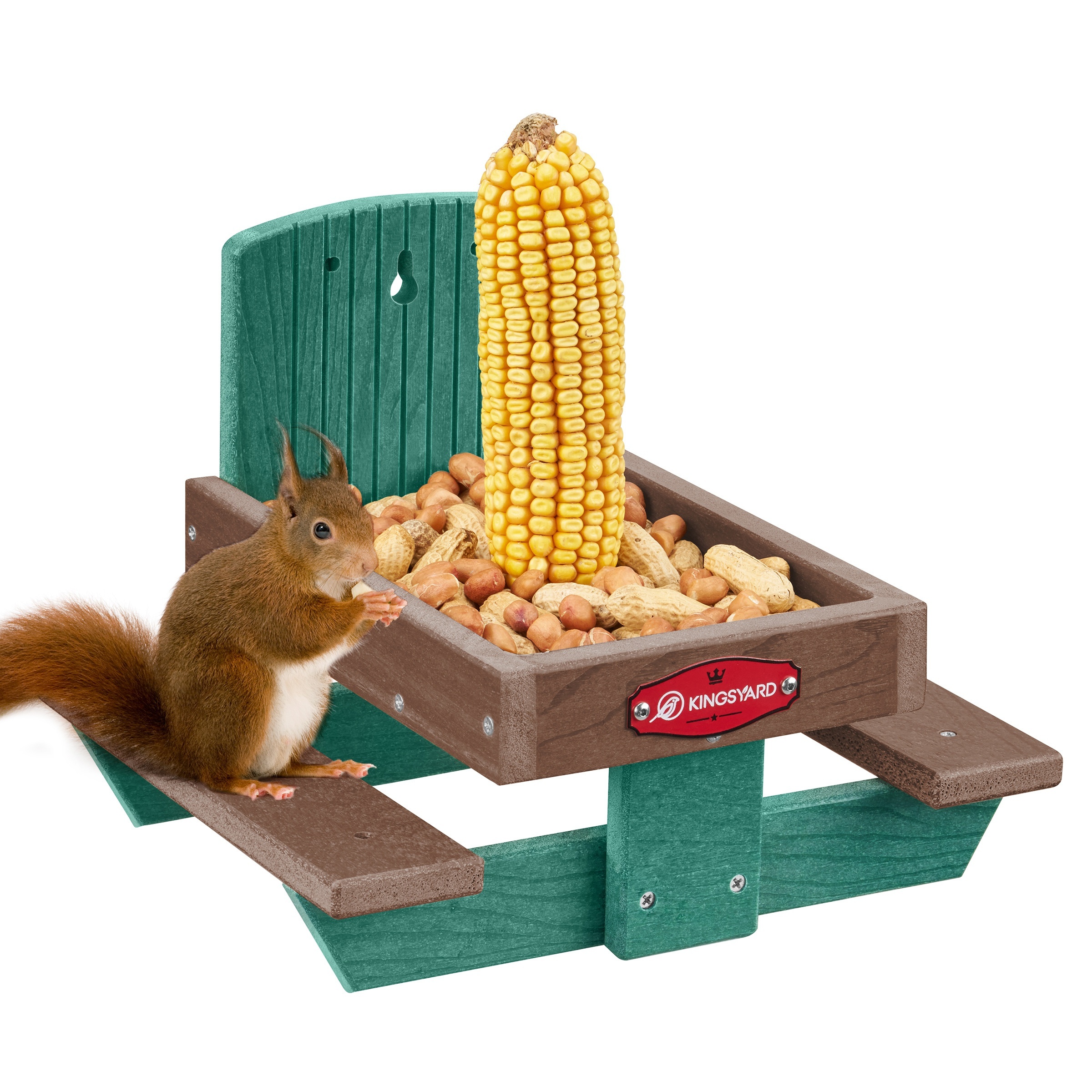 

Kingsyard Squirrel Feeder Table For Outside, Recycled Plastic Squirrel & Chipmunk Picnic Table Feeder With Corn Cob Holder, 2 X Solid Structure Benches, Easy To Clean