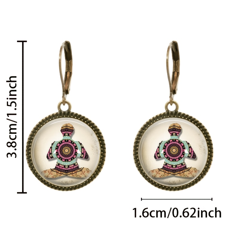 2pc Classic Colorful Figures Pendant Earrings Set