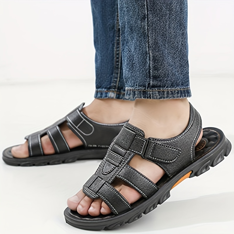 

Men's Vintage Open Toe Breathable Sandals, Comfy Non Slip Casual Durable Eva Sole Quick Dry Beach Walking Shoes, Men's Summer Footwear