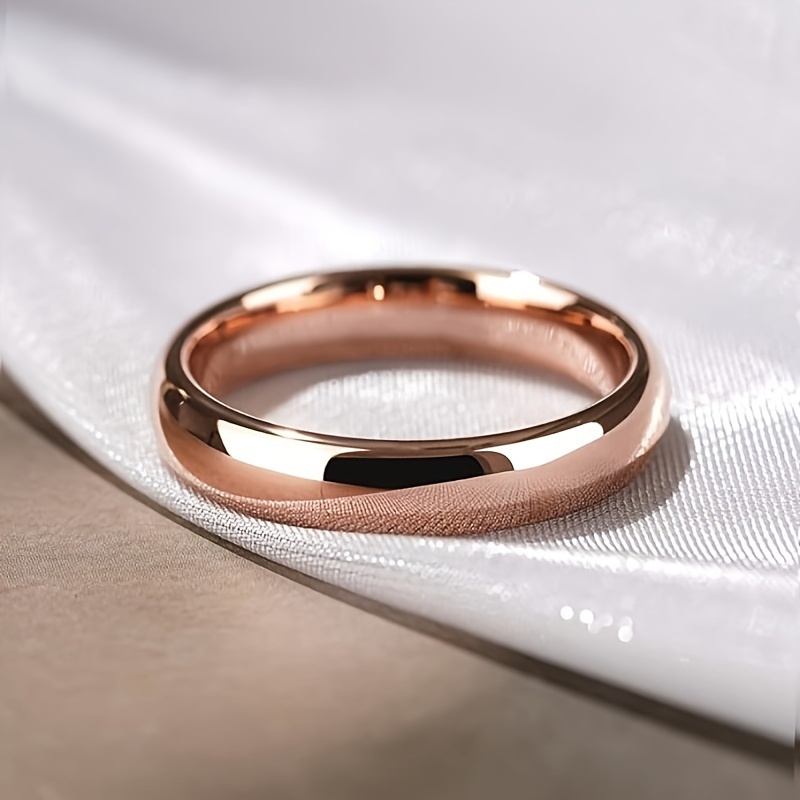 1pc 4mm Wide Rose Elegant Ladies Fashion Stainless Steel Ring Couple Wedding Engagement Boutique Jewelry