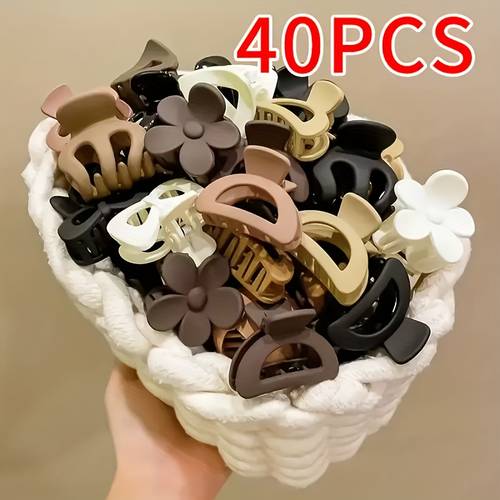 40pcs mixed color womens hair claws simple and suitable for hairstyles and outfits beach essential fashionable lightweight multi functional hair clips practical tools