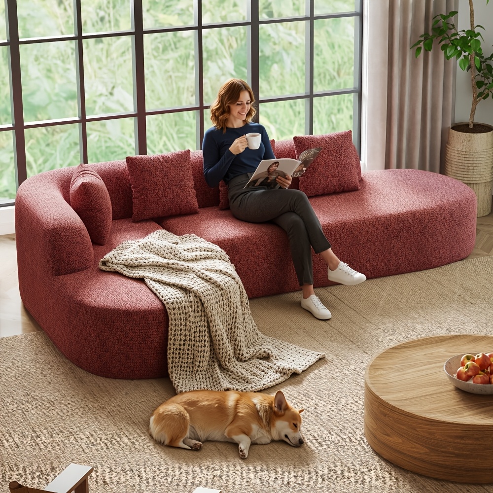 Image of Corner Sofa With Sleep Function 285 X 180 Cm, Cord Sofa Bed , Boneless Couch, Living Landscape Sofa Bed, Sofa Bed With Rounded Chaise Longue