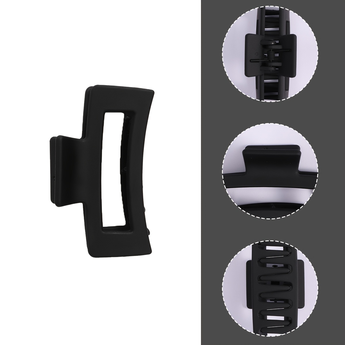 6pcs Black Medium Square Hollow Hair Clips, Easy Matte Claw Clips