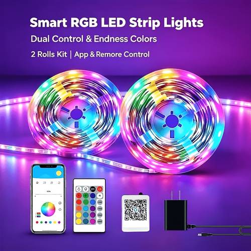 Extra Long 200FT-25FT Smart LED Strip Lights for Bedroom, RGB LED Lights with App And Remote Control, Home Decor Music Sync Color Changing Lights for Room Party, Holiday Decor Light Strip, Wedding Decor Ambient Strip Lights Christmas Halloween