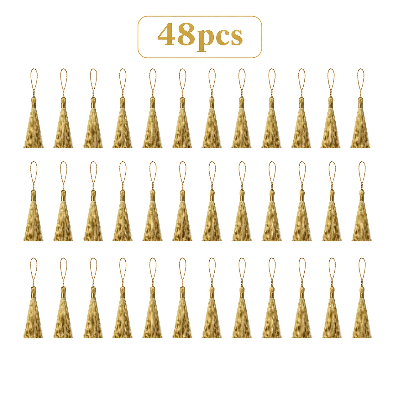 TEMU 18/28/48pcs Franges à Pompons en Or Champagne Haute , Boucles de Suspension Moulées, Prêtes à l'Emploi, Lisses, Durables et Résistantes à la