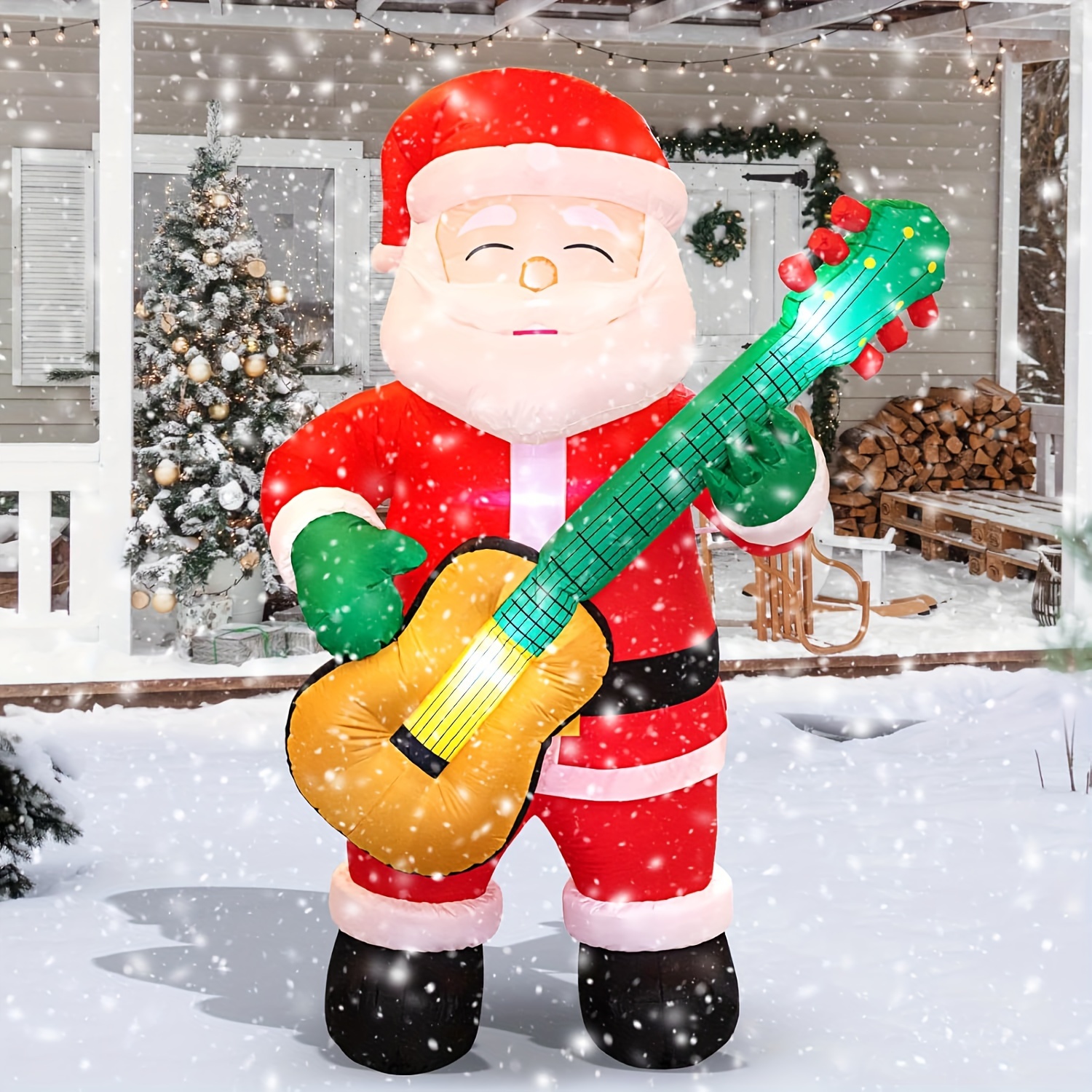 

6.5 Ft Christmas Inflatable Guitar, Christmas Decorations , Unique Lighted Decorations For Decor