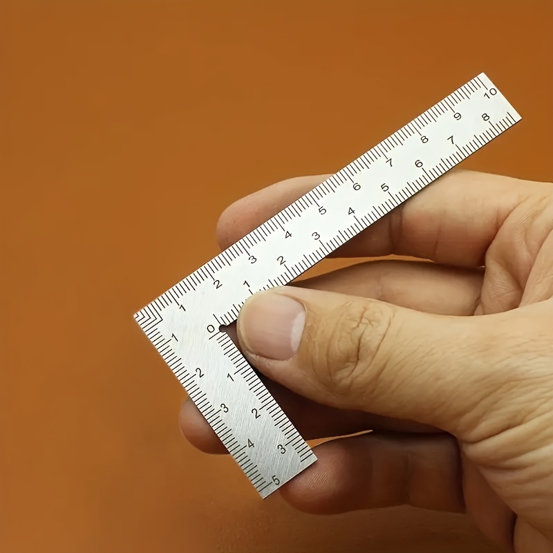 

1pc Mini L-type Stainless Steel High-precision Scale Thickened Right-angle Ruler, Suitable For Leather Design, Small Size Measurement, A Good Helper In Life