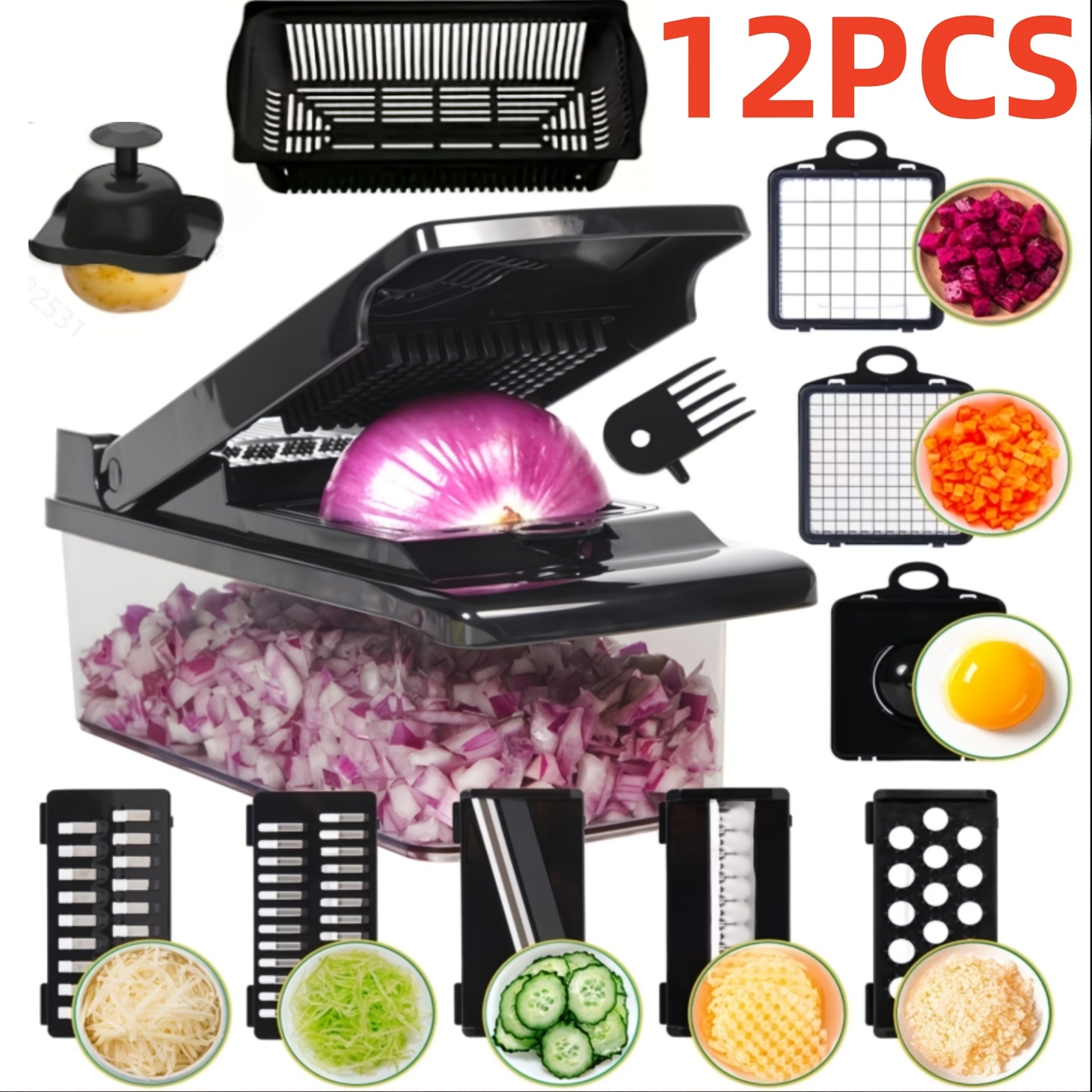 TEMU A Professional Vegetable Chopper Set, Featuring A Multifunctional Food Slicer With An Adjustable Container, Ideal As Holiday Gifts . It Comes