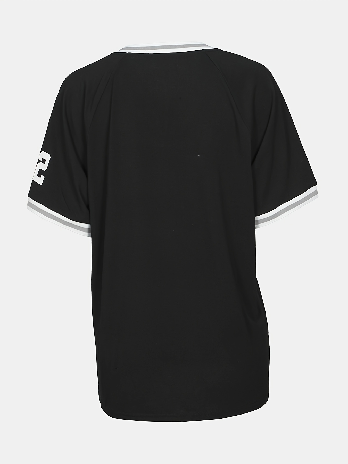 summer wokout solid color loose baseball v neck short Temu