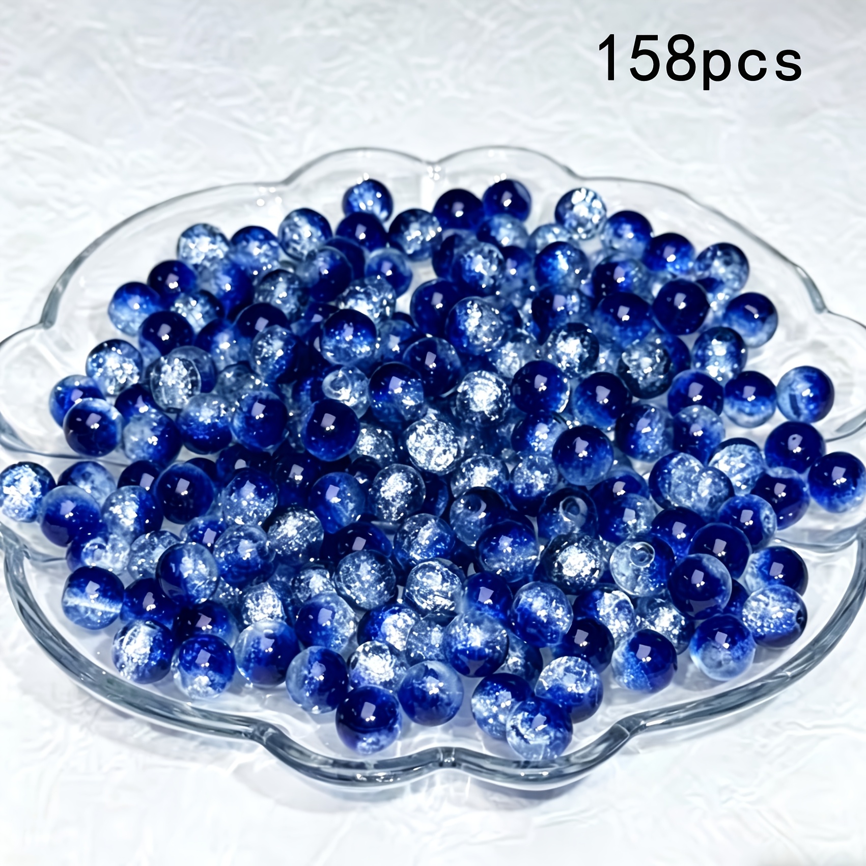 158 kosov/58 kosov 8 mm temno modri gradientni stekleni kroglice, primerne za izdelavo nakita DIY, ombre modre kroglice za izdelavo uhanov, za