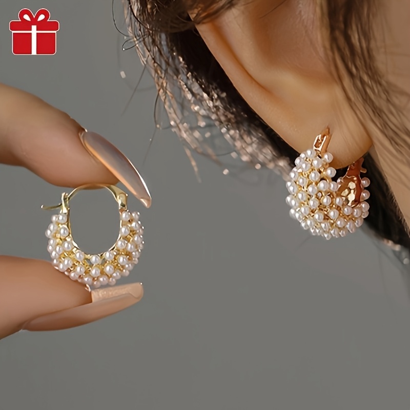 

Valentine's Day/ Day Ideal Gift 1 Pair Design Elegant High Quality Pearl Earrings Gift Box