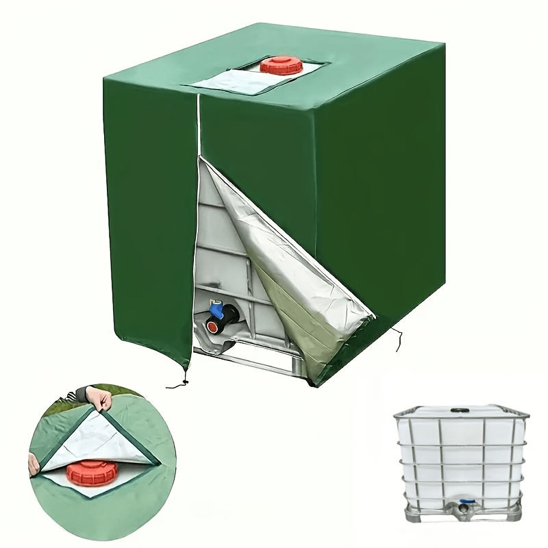 E-shop Wassertank-Abdeckung IBC-Fassdeckel-Abdeckung, Schwarz/Grün, ., Schutzabdeckung für Außen-Wassertank, Länge 120 cm/Breite 100 cm/Höhe 126 cm,