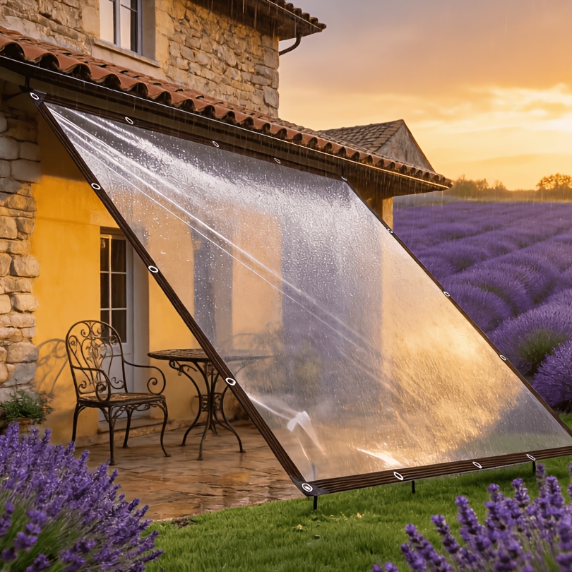 TEMU Outdoor Courtyard Tarps, Thickened And Heavy Tarps, Suitable For Courtyard Gazebo Tarps, Polyethylene Material Transparent Rain Cloth Canopy