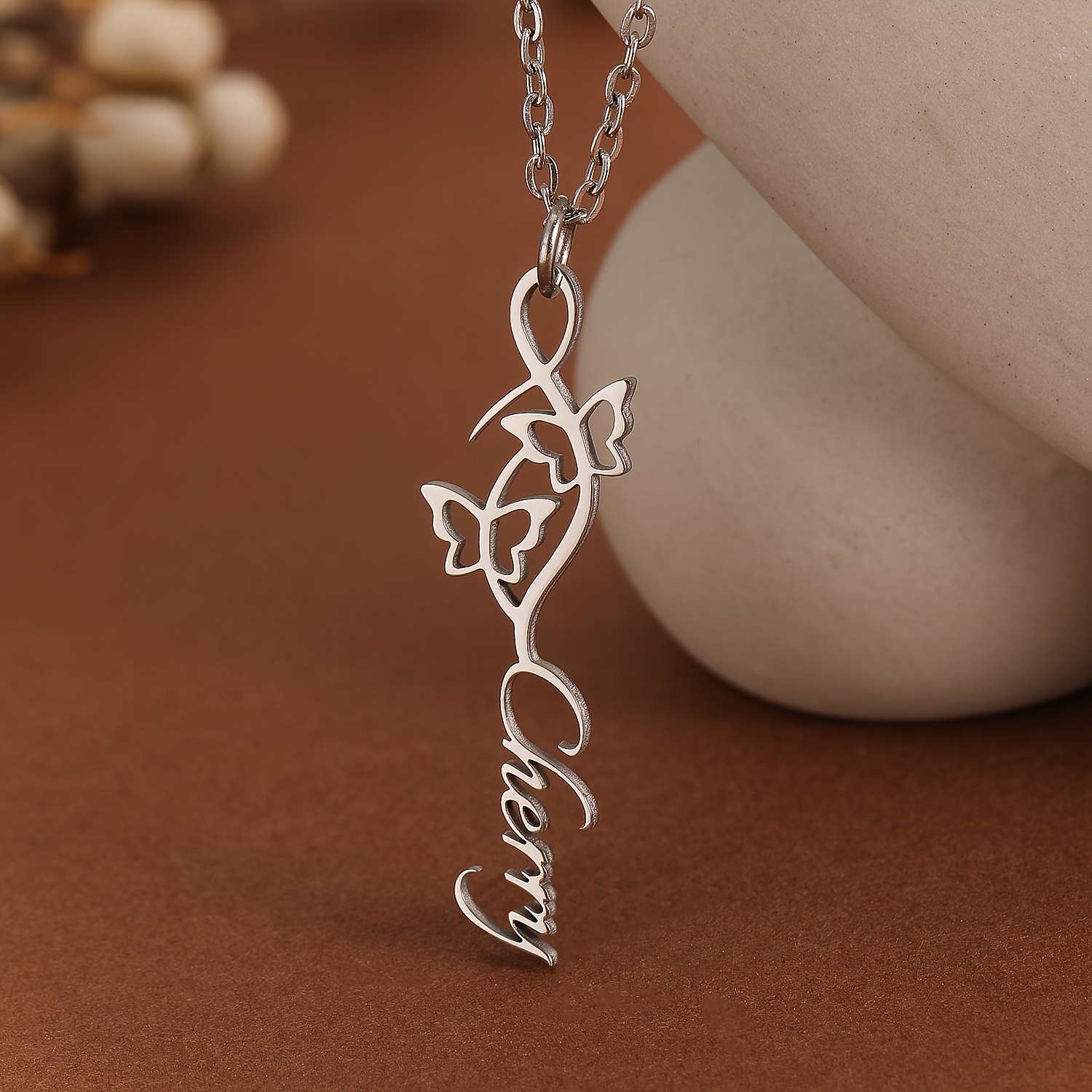 TEMU Custom 1pc Personalized Name Necklace, Beautiful Handwritten Ideal Name Necklace Elegant Exquisite Custom Jewelry For Valentine's Day, Birthday,