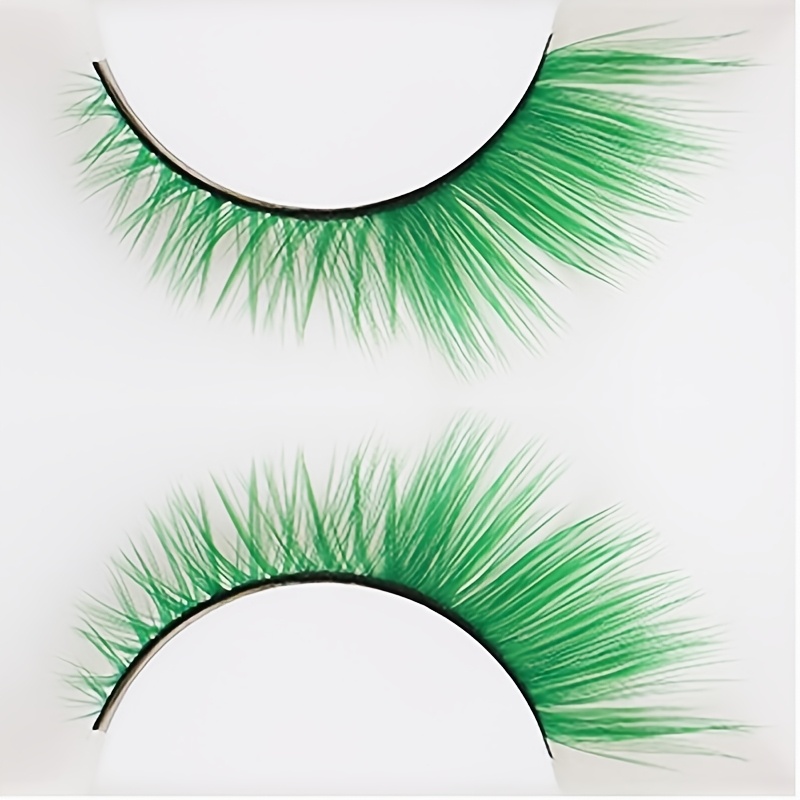 Green Party & Performance False Eyelashes - , Colorful, Reusable 13-15mm J- Lashes