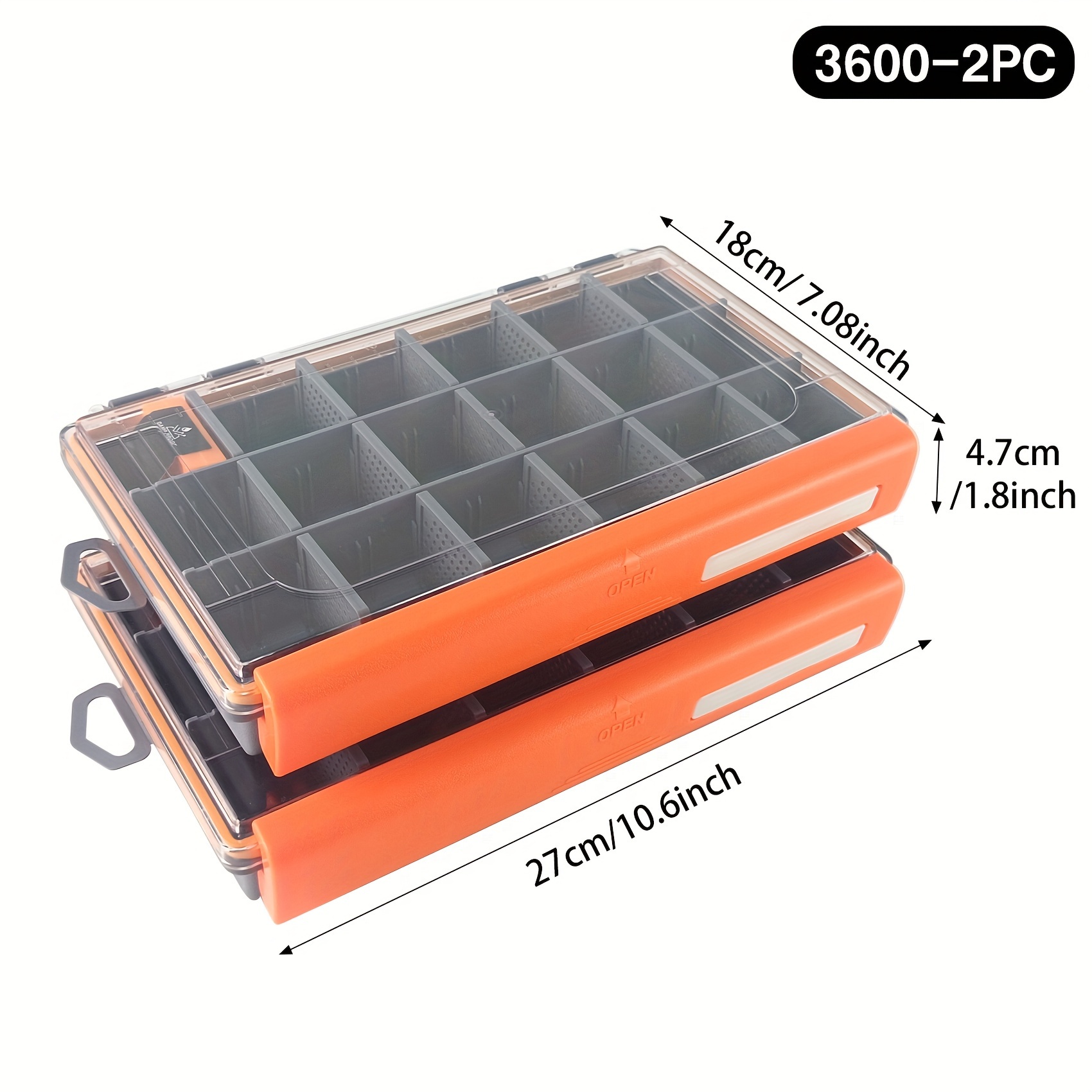 Sports 1pc/2pcs Breathable Waterproof Tackle Box With Adjustable Dividers Durable Bait And Accessory Organizer In Orange Size 3600/3700