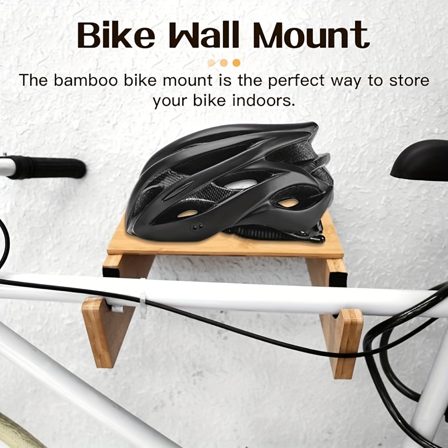 1pc Wooden Bike Wall Mount - Indoor Bicycle Rack, Hardwood Bike Rack Storage with Removable Shelf, Weighing up to 18.14 KG, Saves Space, Ideal for Storing Road Bike Helmets and Household Items