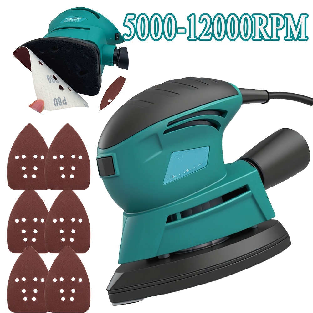 TEMU Levigatrice a da 150W, velocit� variabili multiple (5000-12000 giri/min), 12 pezzi di carta , mini levigatrice elettrica