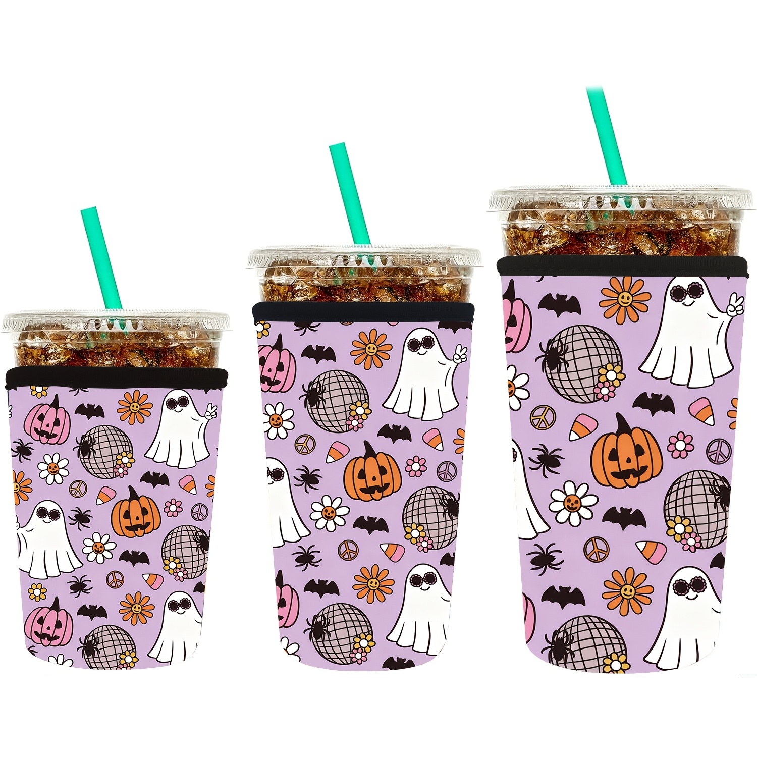 TEMU 3-pack Of Reusable Iced Coffee Cup Sleeves, Neoprene Cup Sleeves, Suitable For Hot And Cold Drinks ().