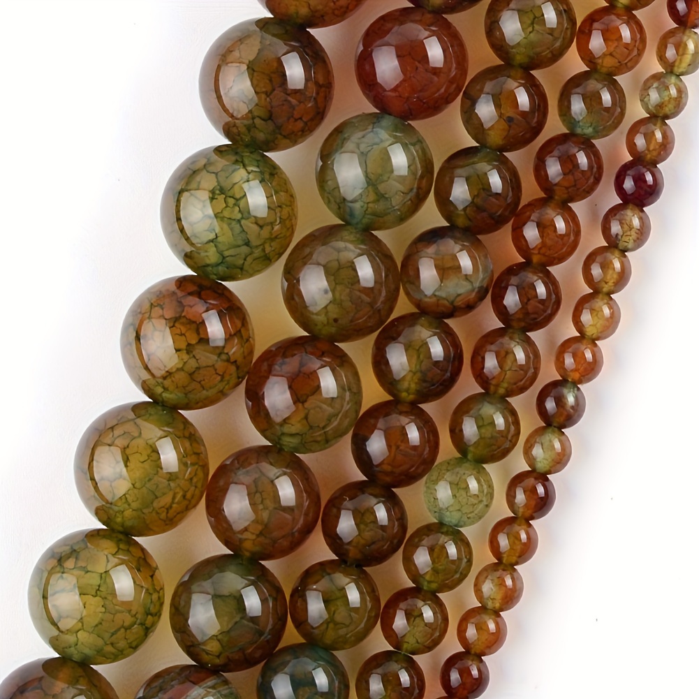 

Lomuine Dragon Vein Agate Beads, 4mm-12mm Round Stone For Making - Ideal For Bracelets & Necklaces, Accessories