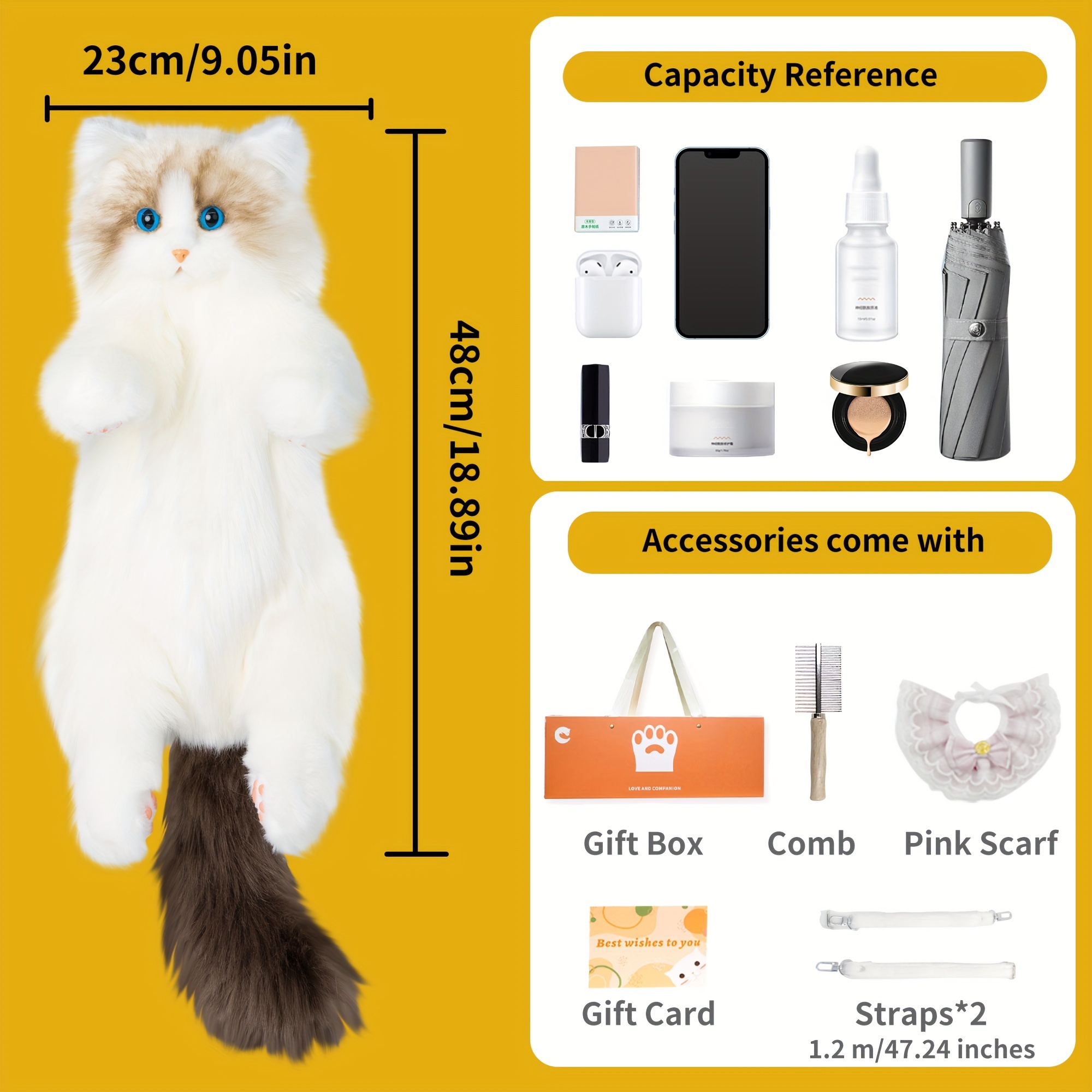 handcrafted plush cat backpack featuring a humorous - Temu  display picture 2