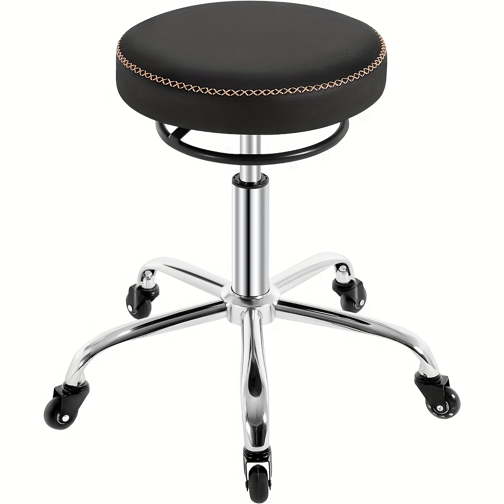Image of A Height-adjustable Office Chair, A 360° Rotating Stool, A Wheeled Stool, A Round Work Chair With A Stool Design, Seat Height Ranging From 46 To 58 Centimeters, From Synthetic Faux Leather