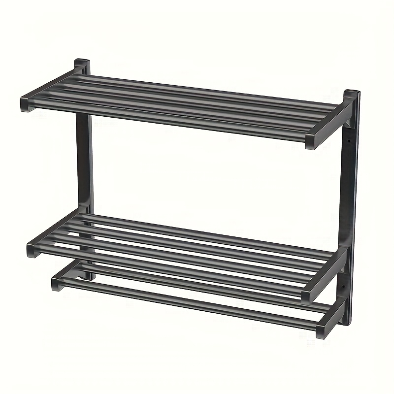 TEMU 1 Stainless Steel Towel Rack, Wall-mounted Bathroom Storage Shelf, Lightweight Design, Compact And Practical Dormitory Storage Solution, Durable