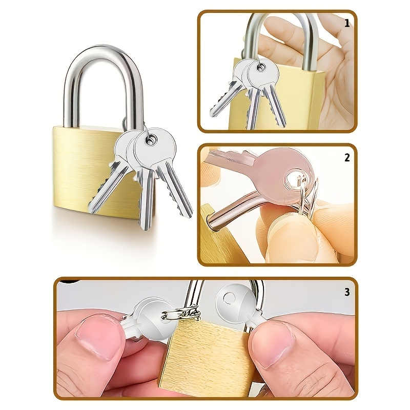 4pcs Lock Set with 3 Keys, Durable Metal Locks