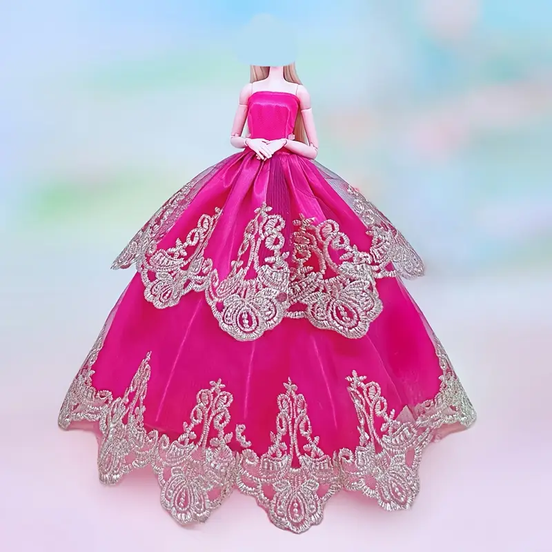 doll princess prom dress up Fashion Purple Evening Dress 1/6 Doll Clothes Princess Party Gown Clothing 11.5"