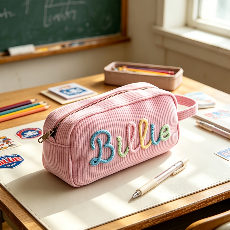 TEMU Astuccio in velluto a personalizzato con , portapenne di grande capacit�, astuccio per cancelleria con accessori a animati, borsa portatile per