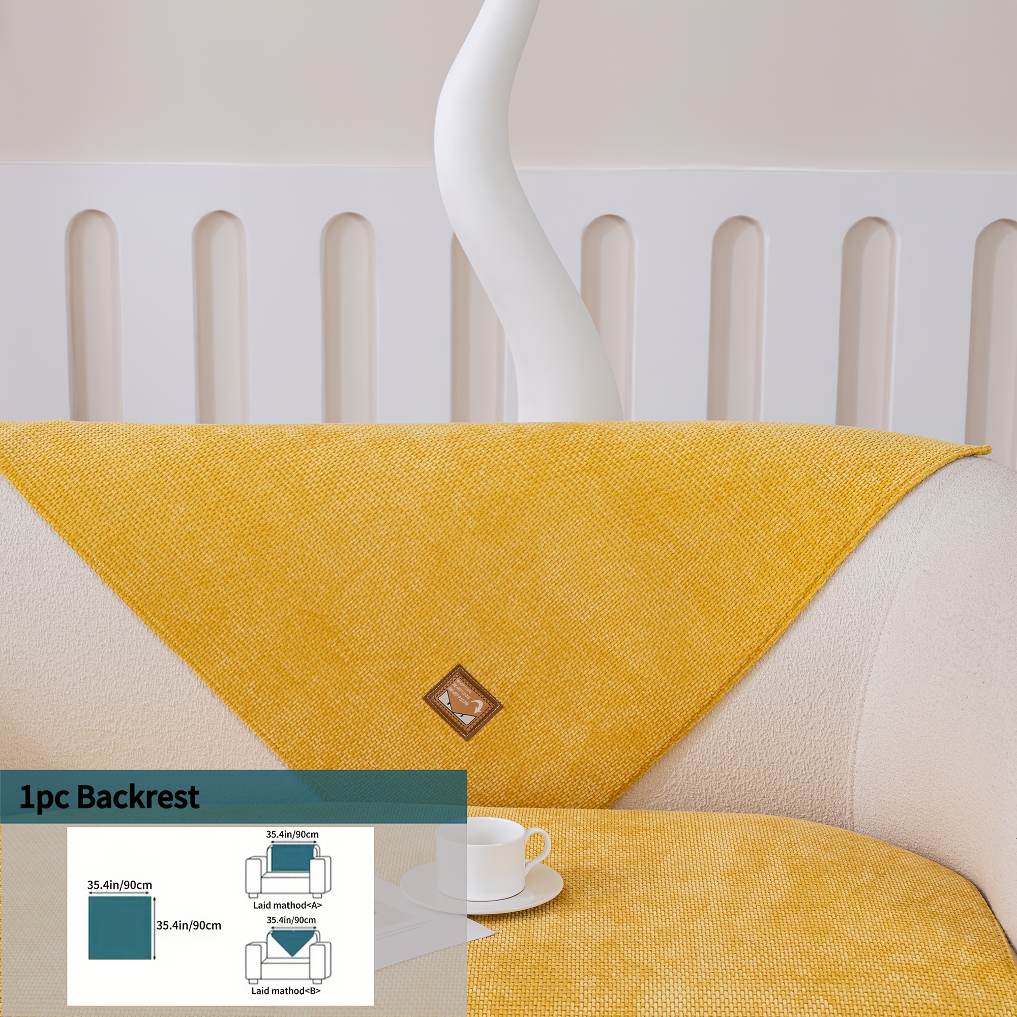 TEMU [ Diary] 1pc Easy Snow Sofa Protective Cover Pillowcase, Friendly, Universal Sofa Mat, Non-slip, Machine Washable, Embroidered Labeling Design,