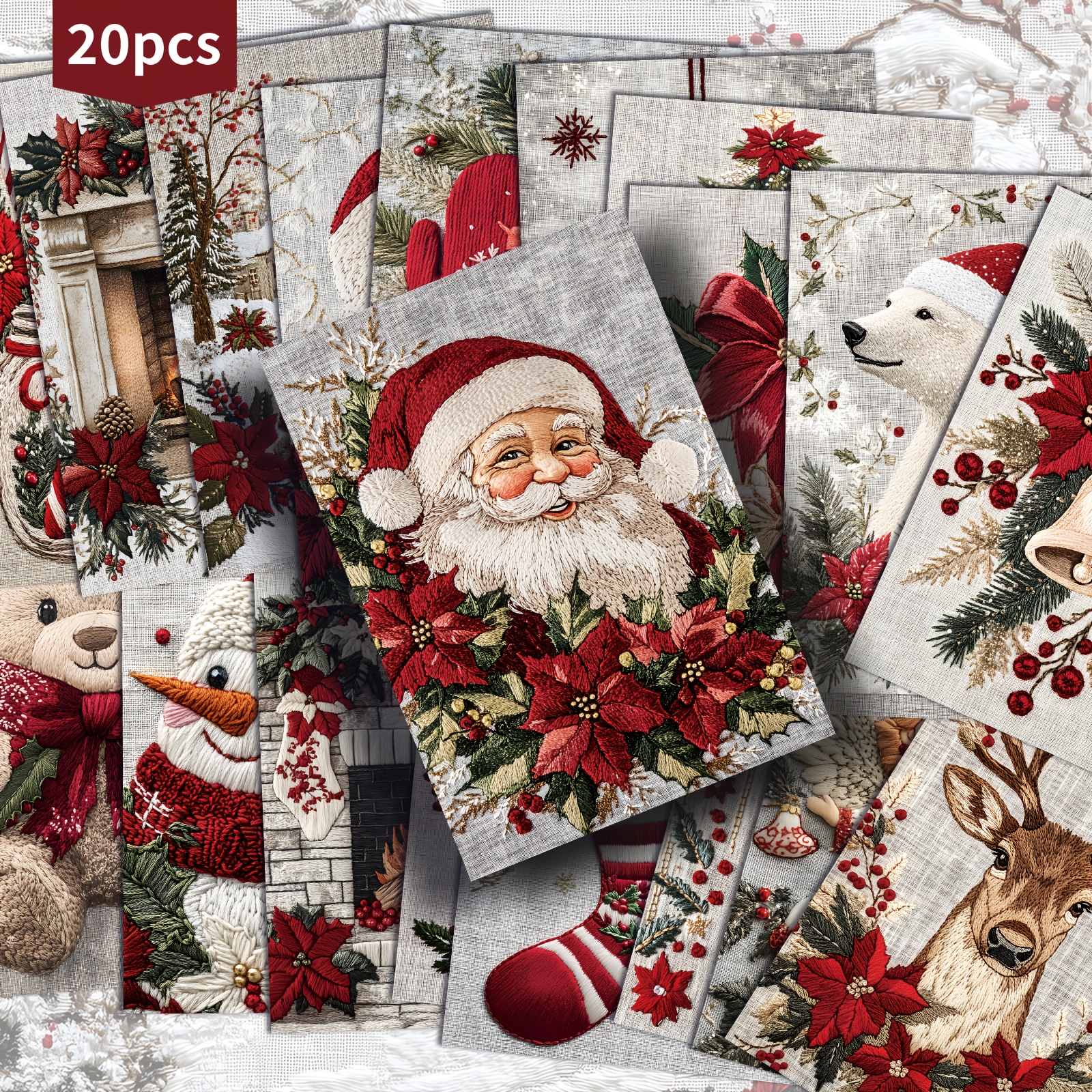 Image of 20 Pack Christmas Pinup Decorative Paper Postcards - 4x6 Inches Christmas Junk Journal Paper, Classic Pinup Illustrations, Collectible Decorative Painting Cards For Scrapbooking & Crafting