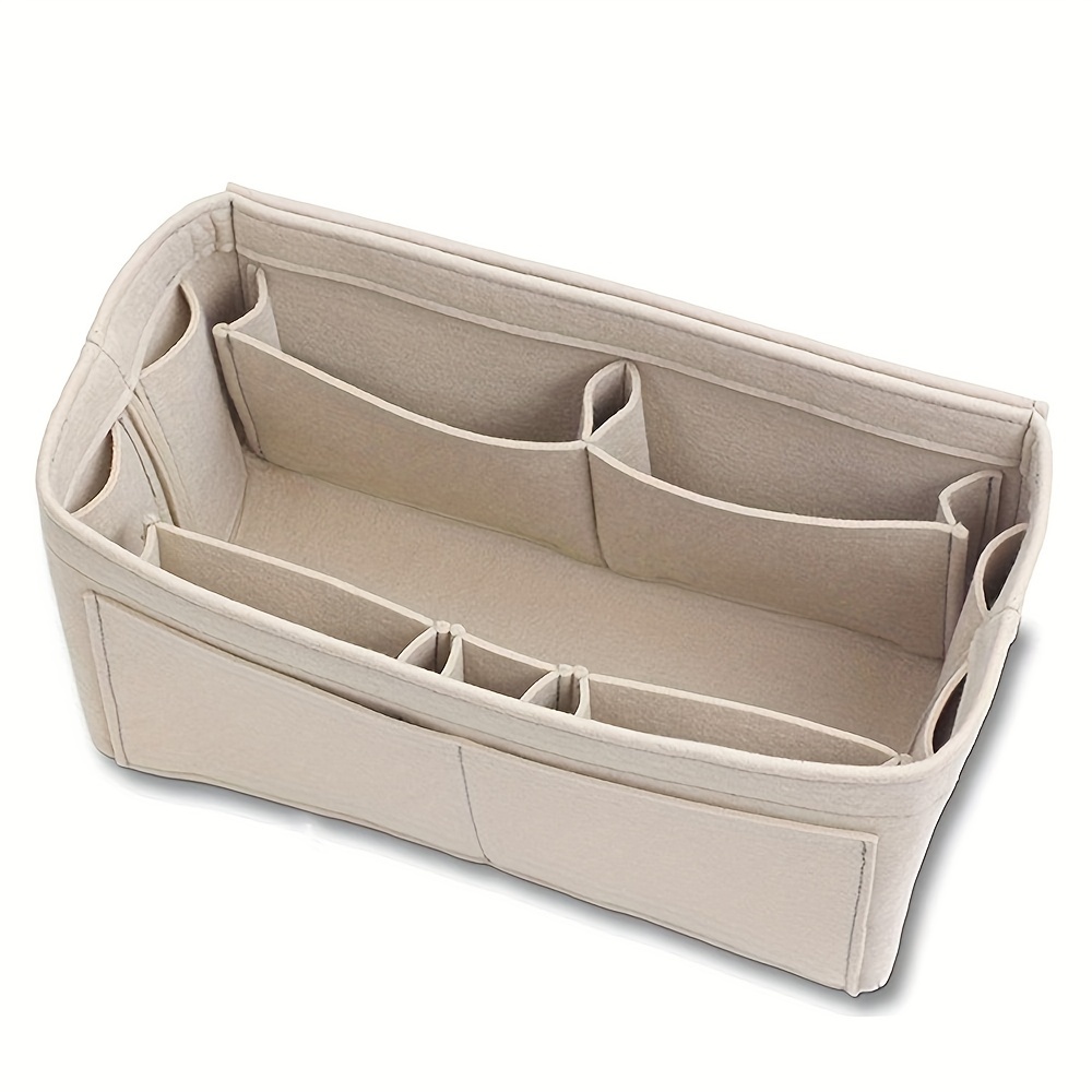 E-shop Schicker Filz-Reiseorganizer - Leichte Aufbewahrungstasche für Make-up & Toilettenartikel, Lässiger Stil, Nicht Waschbar, Cremefarben